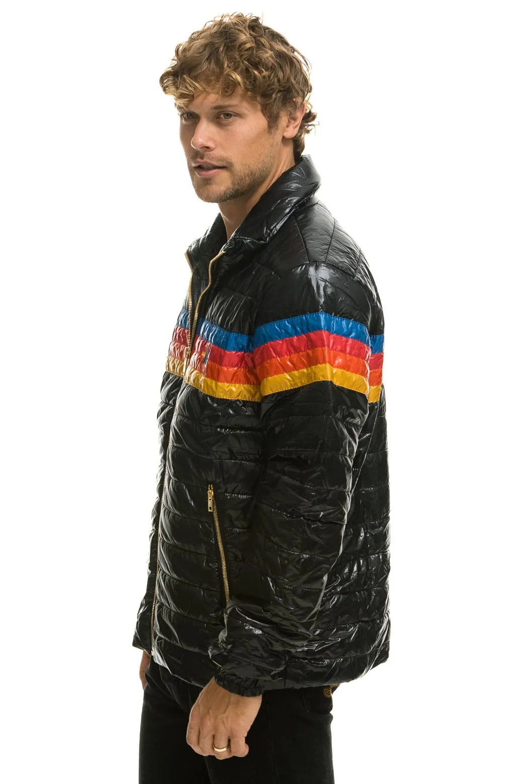 4 STRIPE TRAVELER JACKET - GLOSSY BLACK