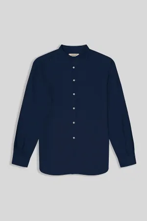 basic linen shirt mao navy