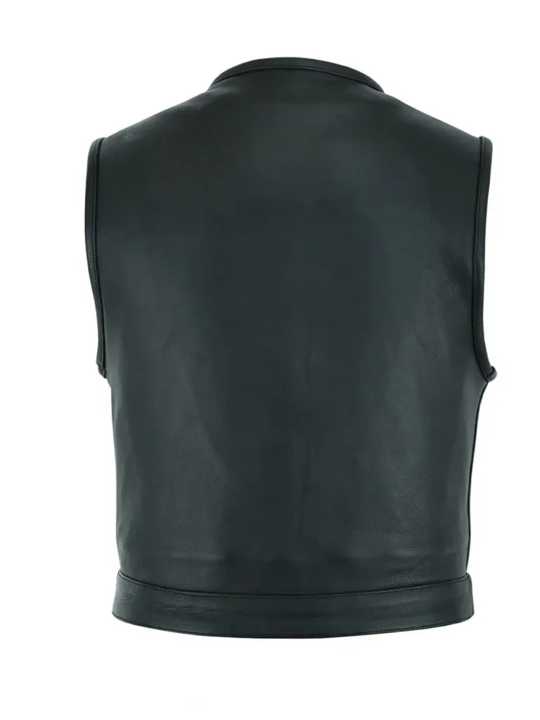 Black Biker Style Genuine Leather Vest