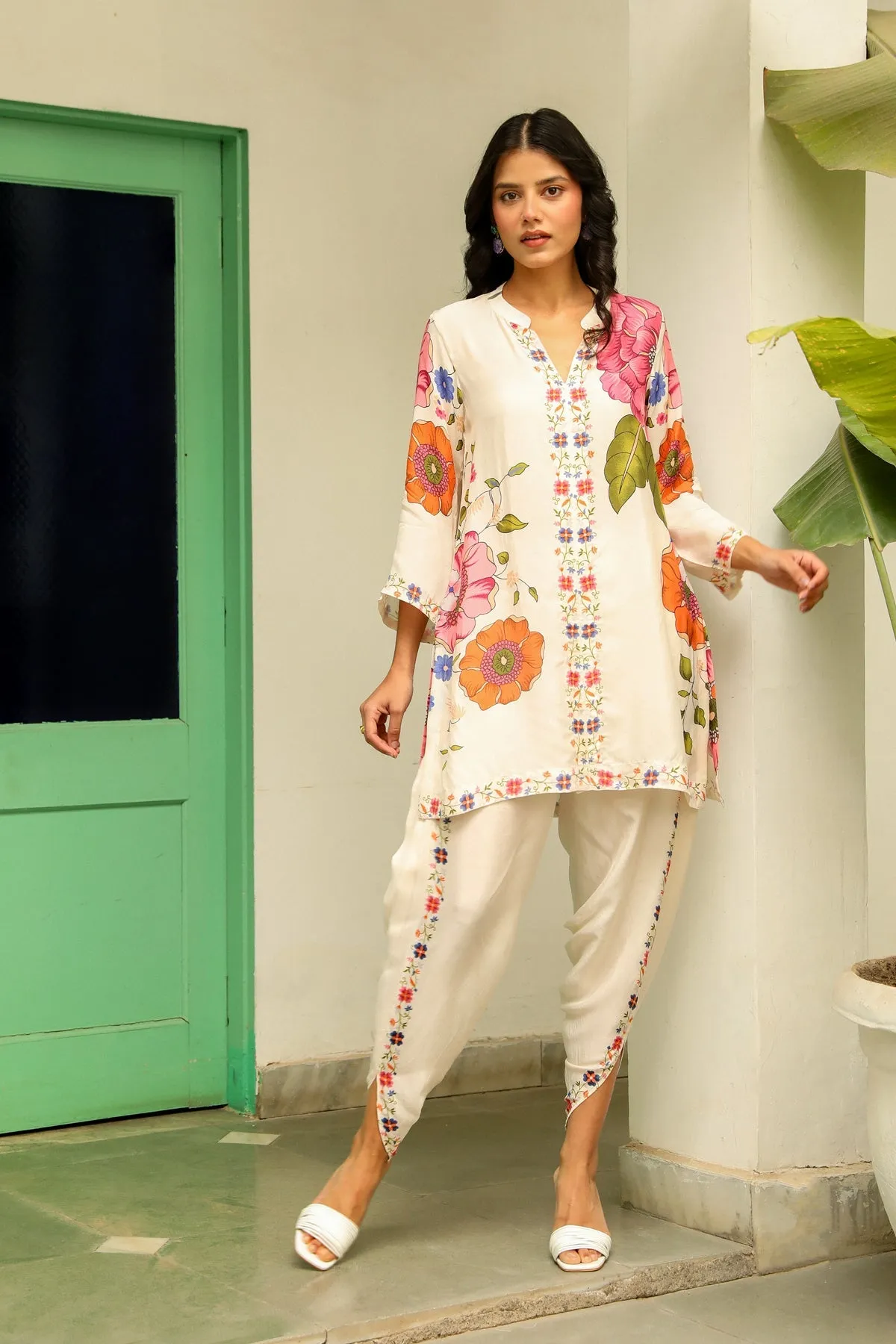 Bloom Print Dhoti Set