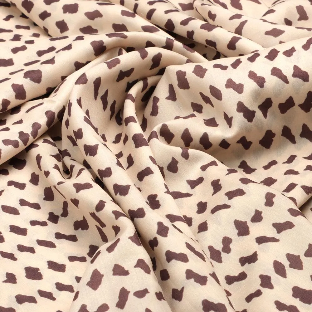 Brown Stones Digital Printed Fabric - Kora Silk