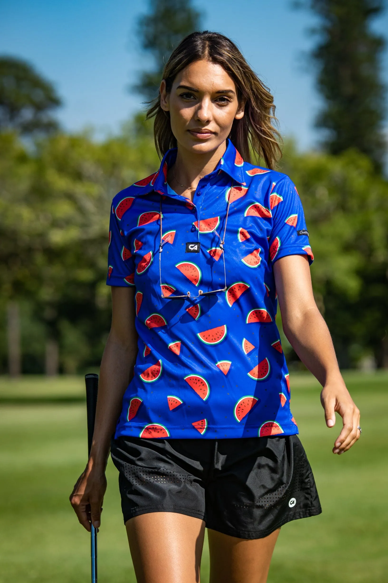 CA Ladies Funky Golf Shirt | Royal Watermelons