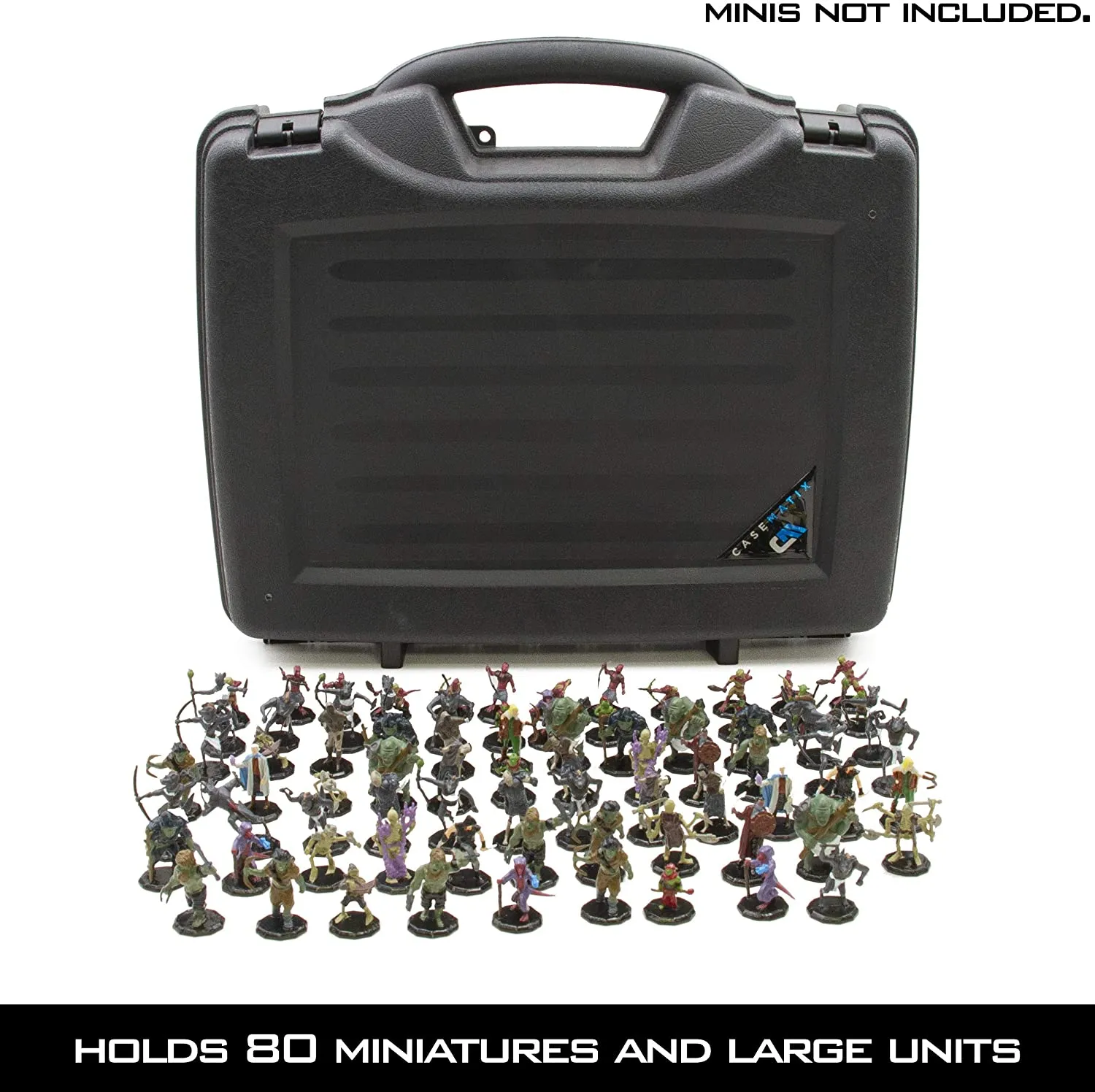 CASEMATIX Miniature Storage Hard Shell Figure Case - 80 Slot Figurine Carrying Case with Customizable Foam Compatible with Warhammer 40k, DND & More!