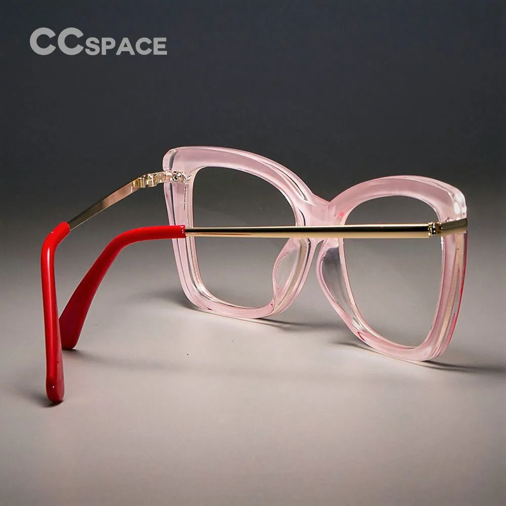 CCspace Women's Full Rim Rectangle Cat Eye Resin Frame Eyeglasses 45548