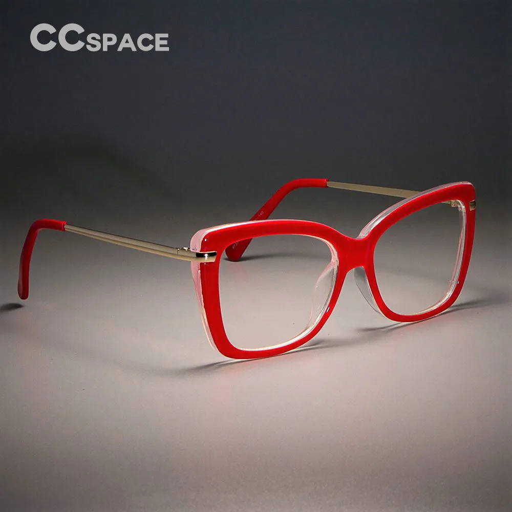 CCspace Women's Full Rim Rectangle Cat Eye Resin Frame Eyeglasses 45548