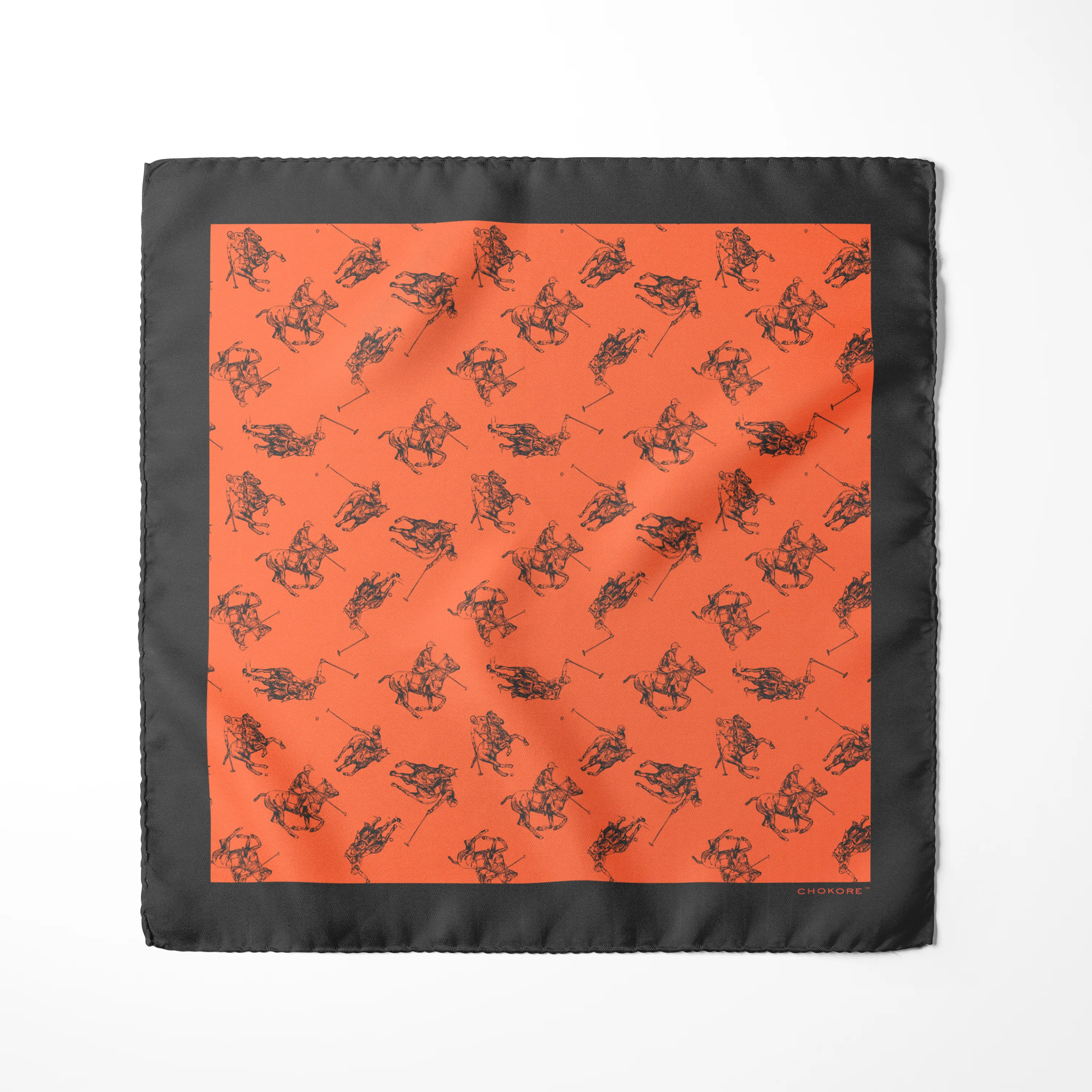 Chokore Coral Polo Print Silk Pocket Square - Sporty Silks Range