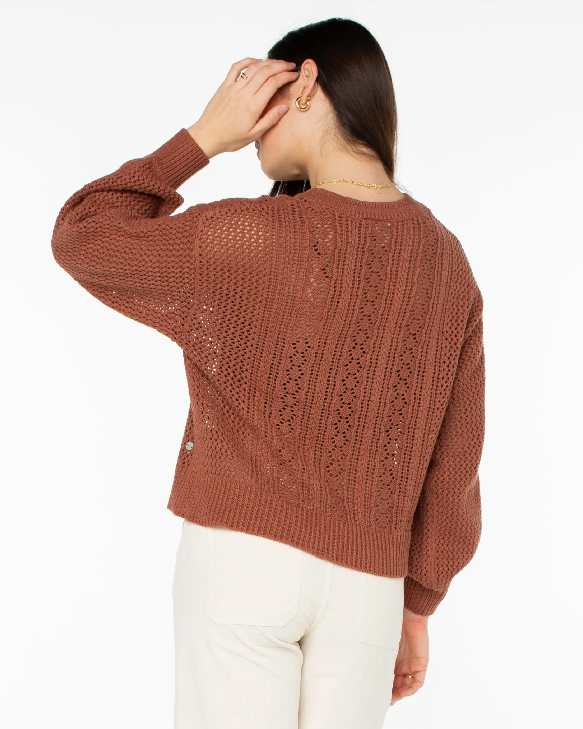 Day Break Open Knit Sweater - Russet