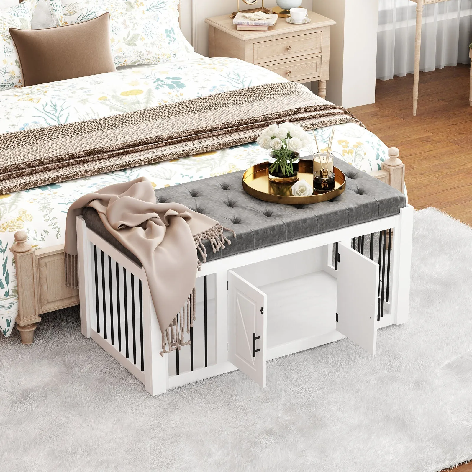 Dog Crate Furniture Bench for Large Dogs 49 Inch-150178