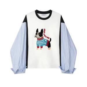 Dog Graphic Print Long Sleeve Turtleneck