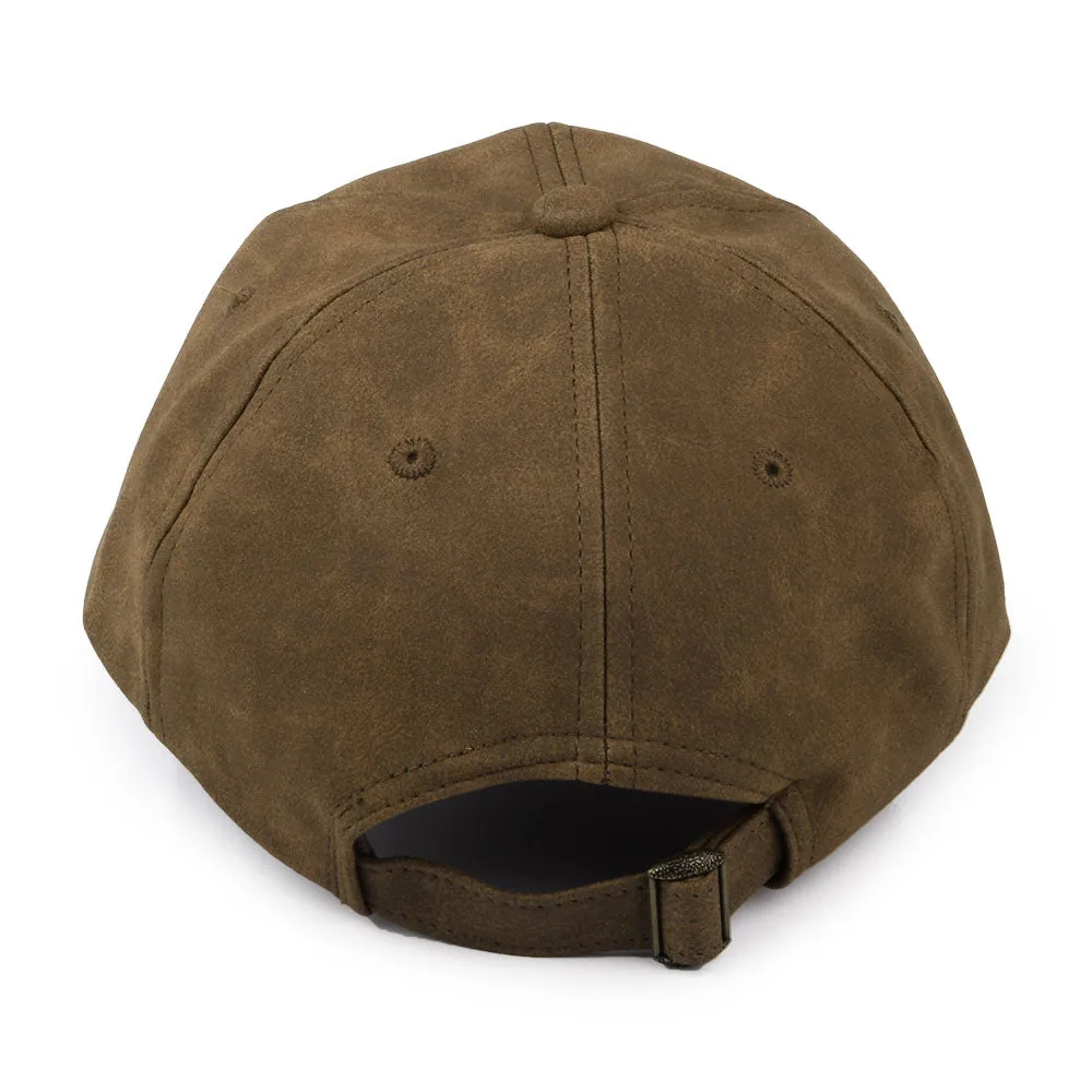 Dorfman Pacific Hats Unstructured Weathered Faux Leather Baseball Cap - Brown