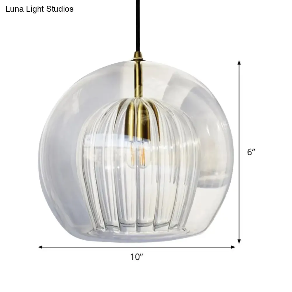 Globe Stairway Pendant Lighting Clear Glass 1 Head Nordic Hanging Lamp Kit, 6"/8"/10" Wide