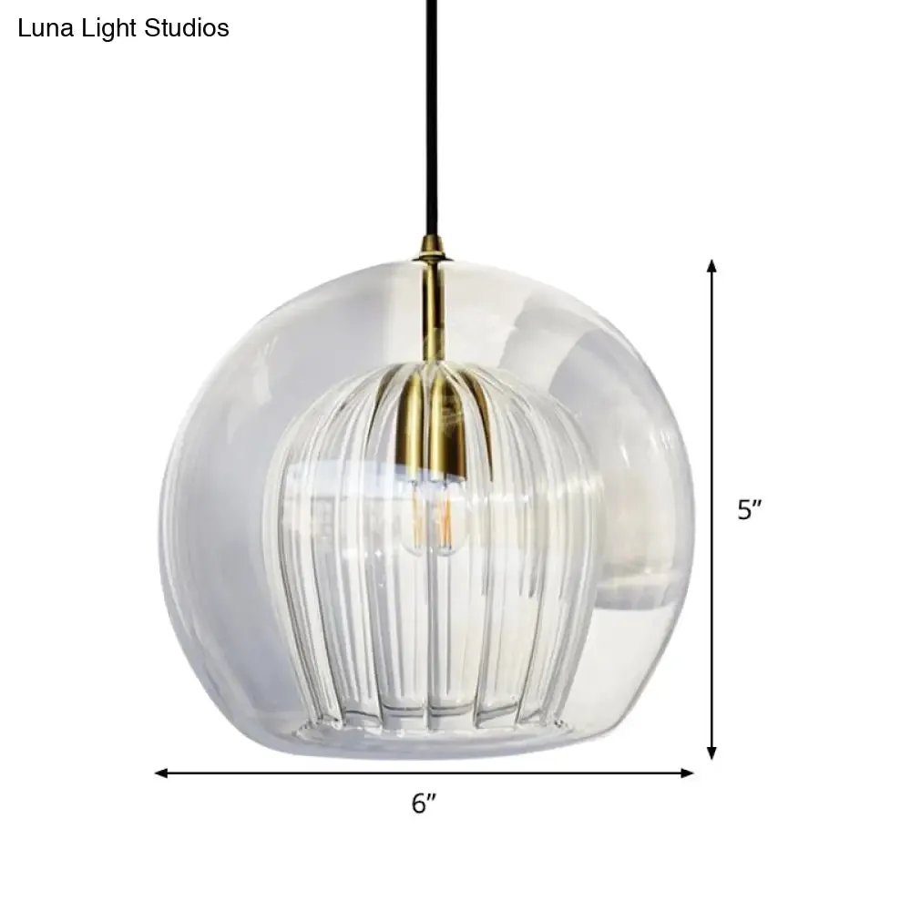 Globe Stairway Pendant Lighting Clear Glass 1 Head Nordic Hanging Lamp Kit, 6"/8"/10" Wide