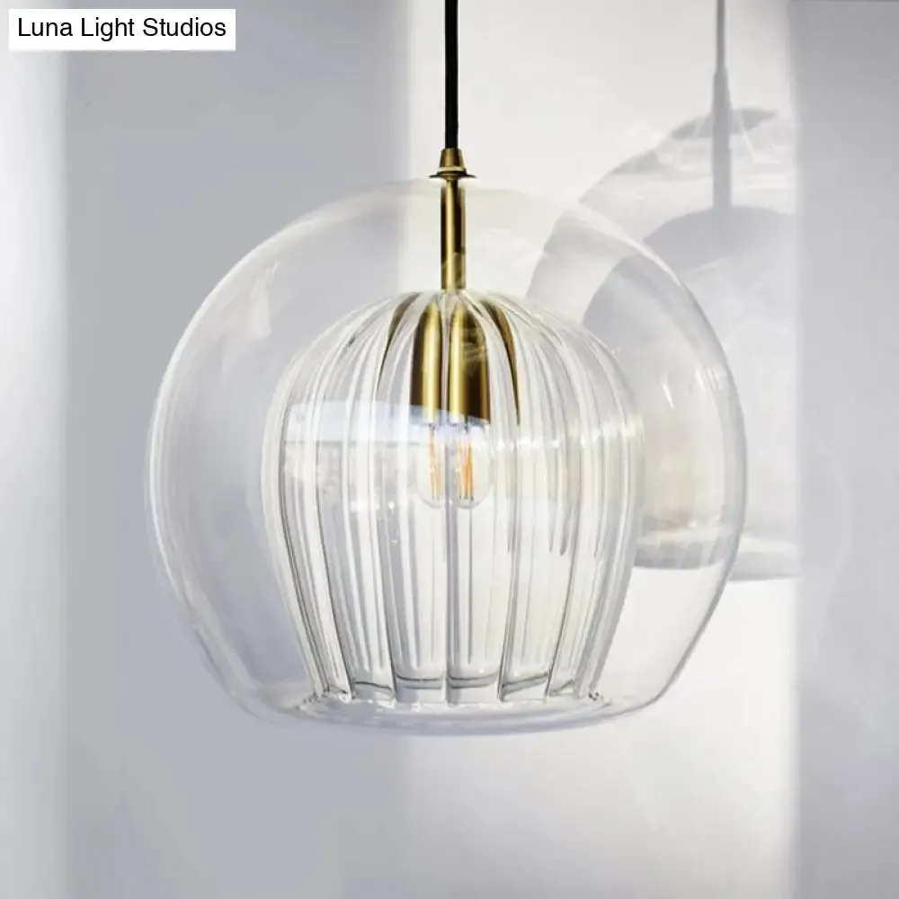 Globe Stairway Pendant Lighting Clear Glass 1 Head Nordic Hanging Lamp Kit, 6"/8"/10" Wide