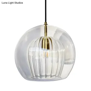 Globe Stairway Pendant Lighting Clear Glass 1 Head Nordic Hanging Lamp Kit, 6"/8"/10" Wide