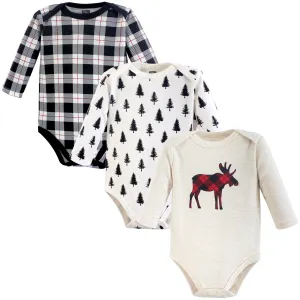 Hudson Baby Cotton Long-Sleeve Bodysuits, Moose 3-Pack