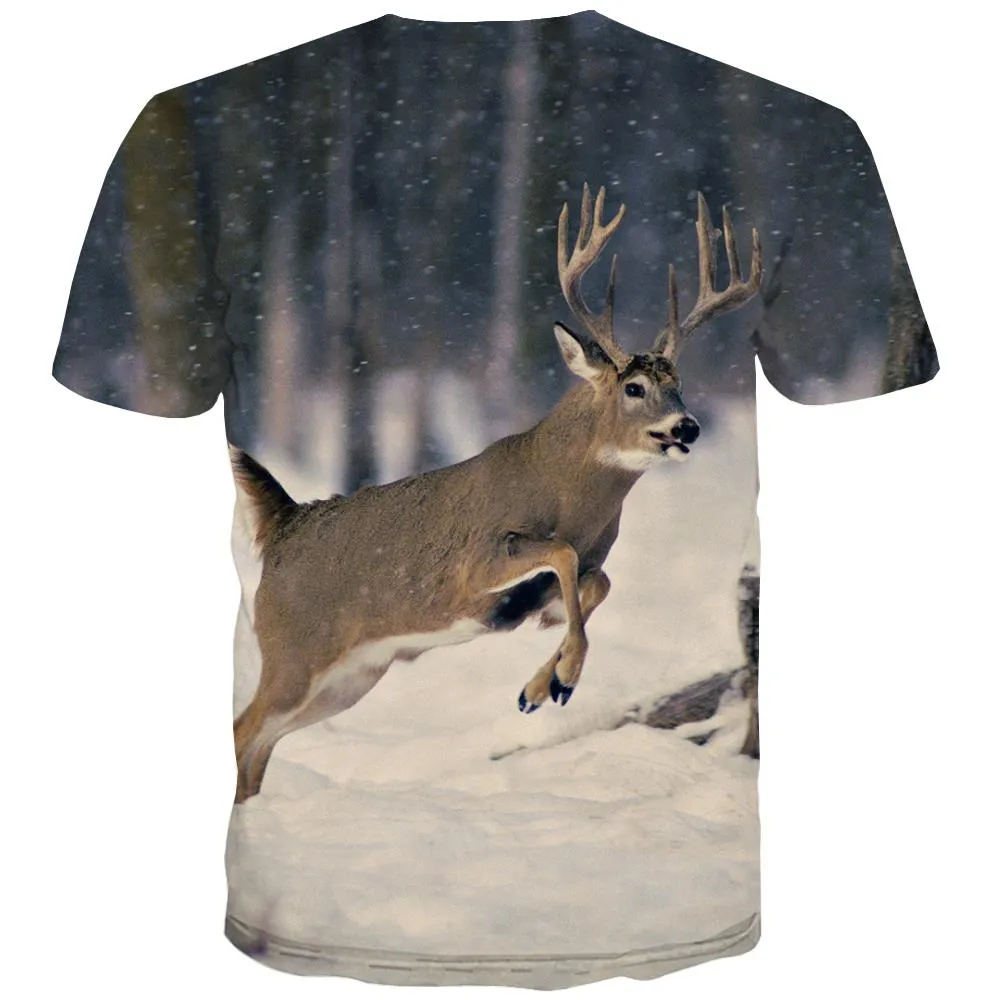 Hunting T shirts Men Jungle Shirt Print Deer Tshirt Anime Shooter T-shirts 3d Camouflage Tshirts Casual