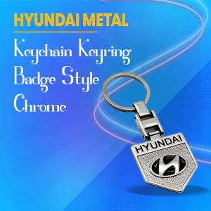 Hyundai Metal Keychain Keyring Badge Style - Chrome