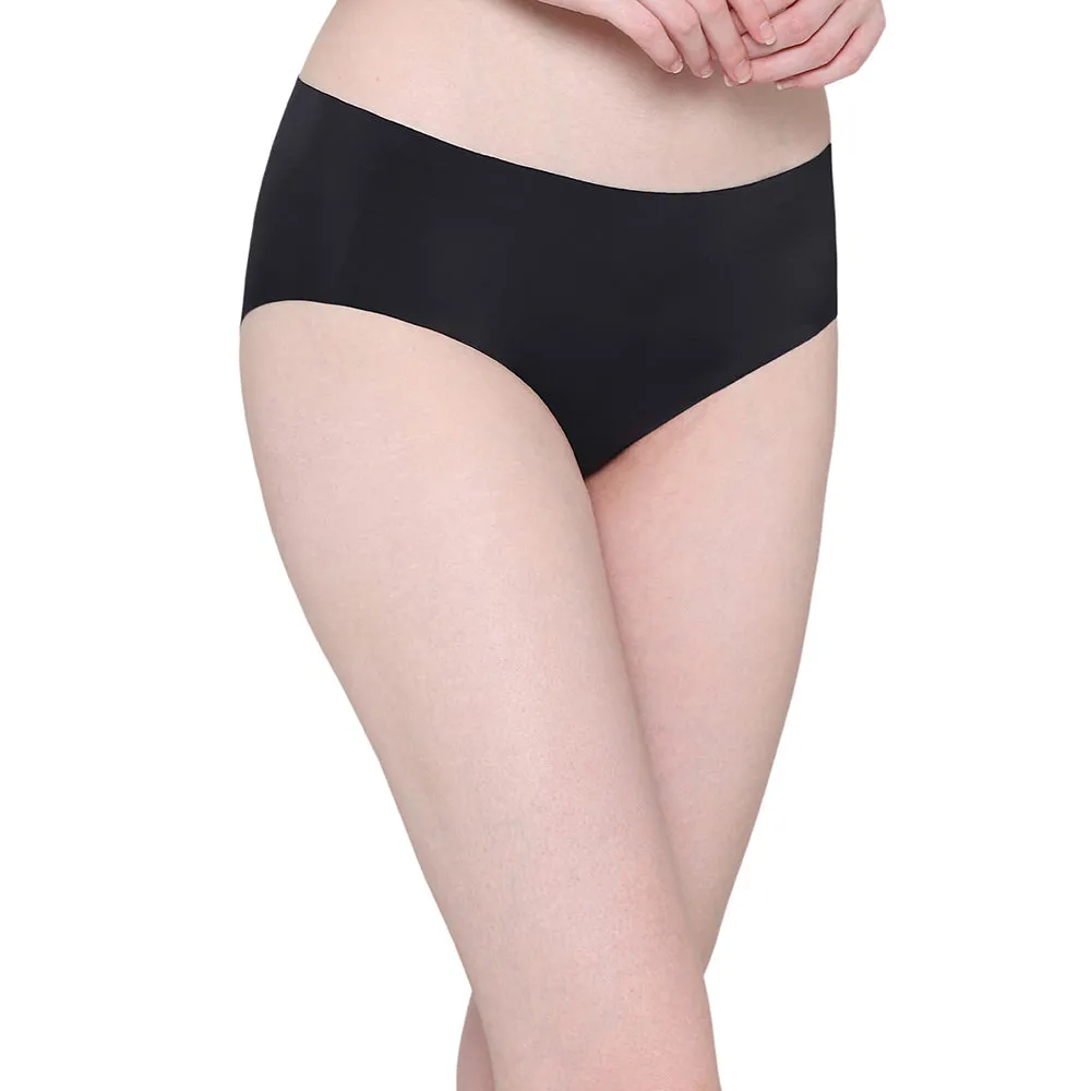 Invisible Comfort Mid-Waist Full Coverage Seamless Everyday wear Hipster Panty - Black