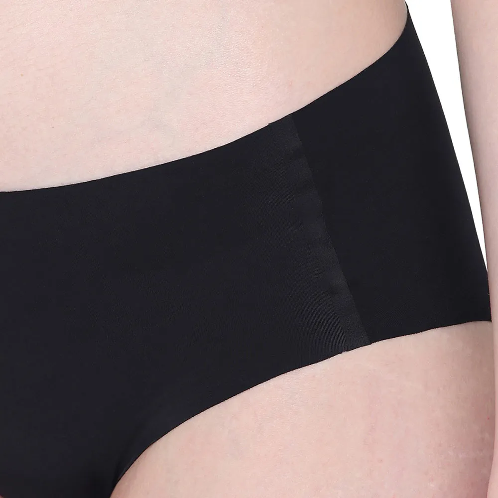 Invisible Comfort Mid-Waist Full Coverage Seamless Everyday wear Hipster Panty - Black