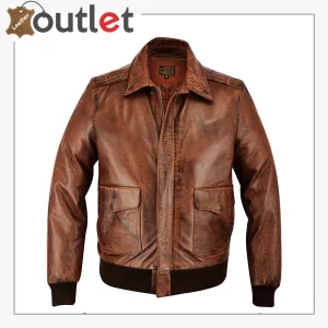 Mens A2 Real Goatskin Leather Pilot Flying Jacket