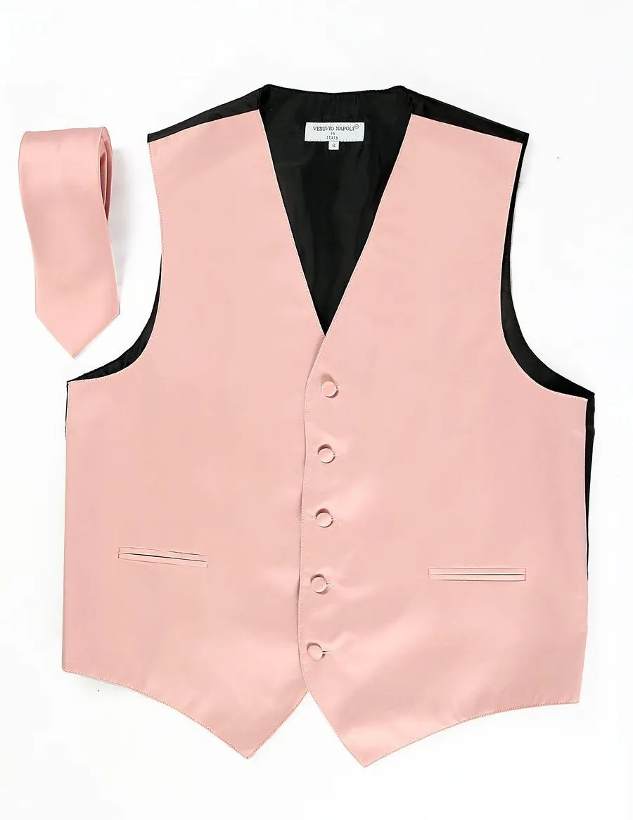 Men's Dusty Pink Satin Vest with Necktie