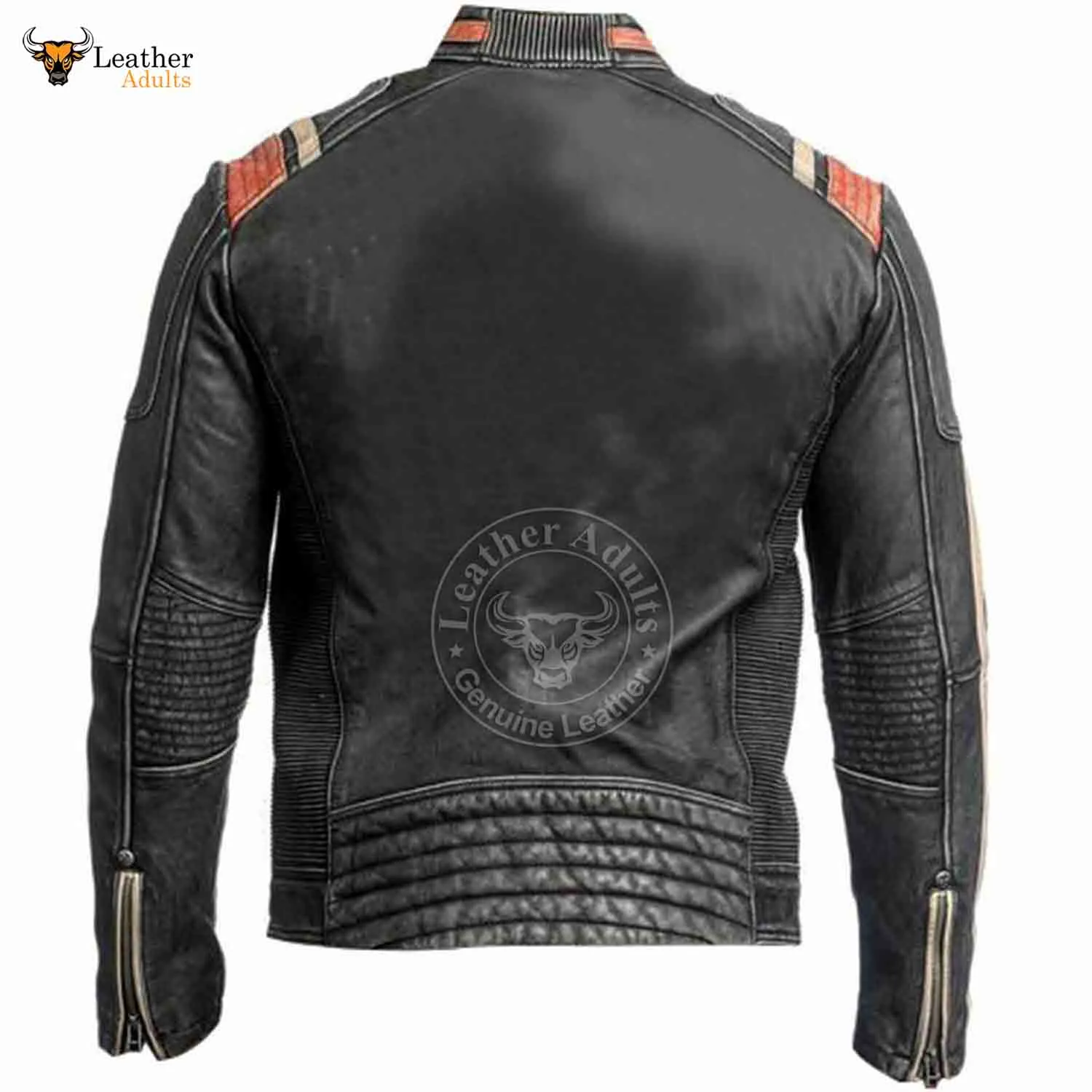 Men's Retro 3 Cafe Racer Biker Vintage Distressed Fashion Moto Leather Jacket