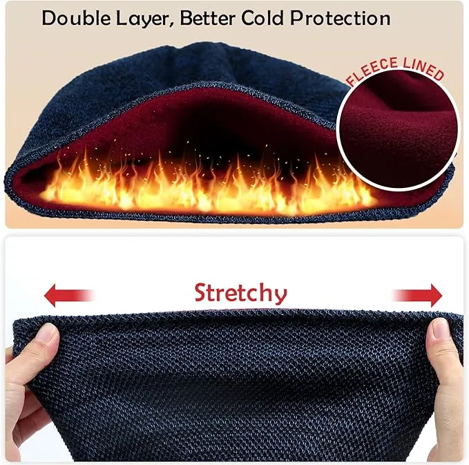 Mens Winter Beanie Hat Warm Fleece Lined Skull Cap for Men Reversible Women Windproof Watch Hat Knit Warm Unisex Beanie