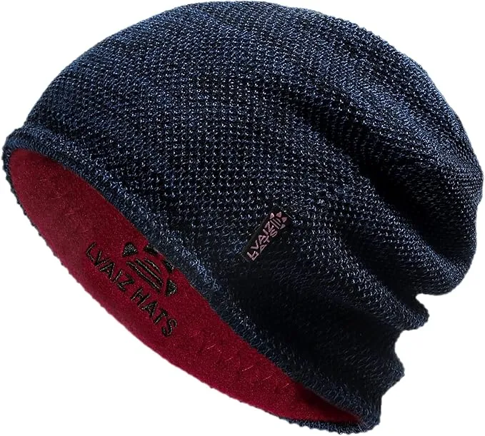 Mens Winter Beanie Hat Warm Fleece Lined Skull Cap for Men Reversible Women Windproof Watch Hat Knit Warm Unisex Beanie