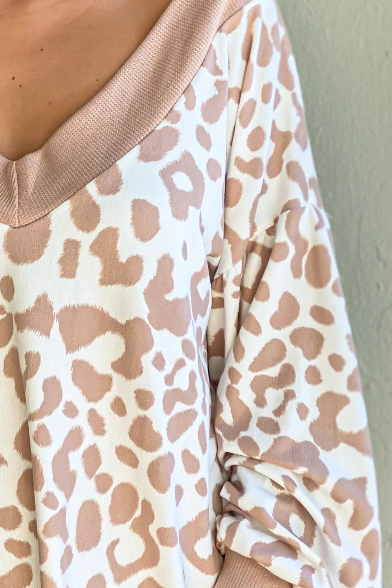 Mocha Long Sleeve Printed Top