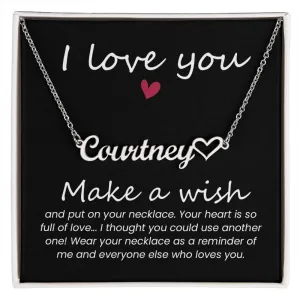 Name Necklace   Heart Character - I Love You