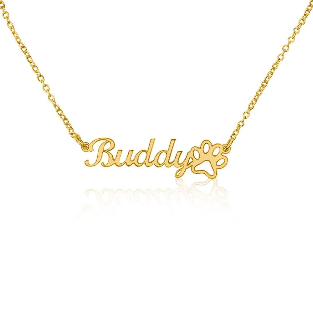 Name Necklace   Paw Print (No MC)