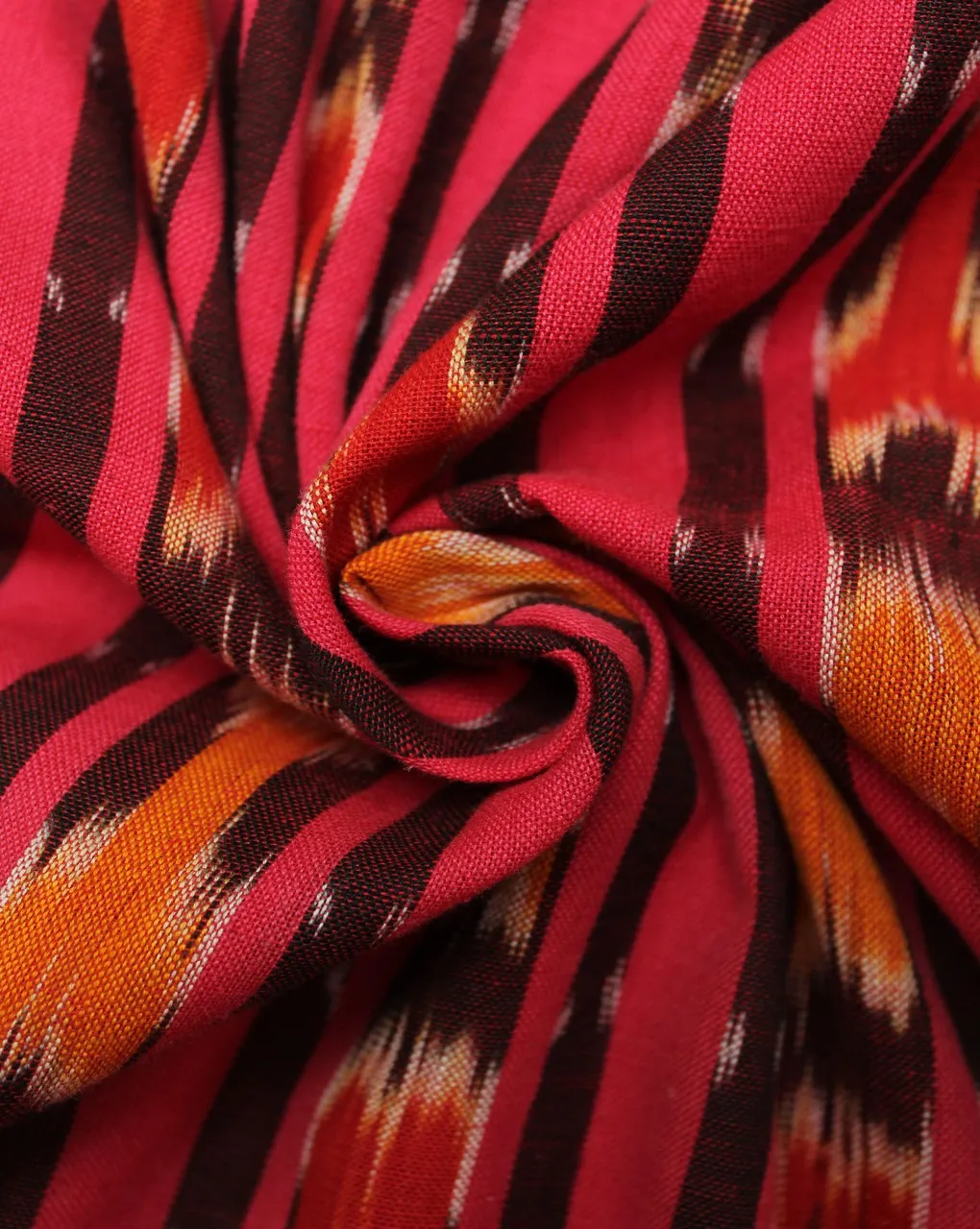 Red And Maroon Stripe Cotton Ikat Fabric