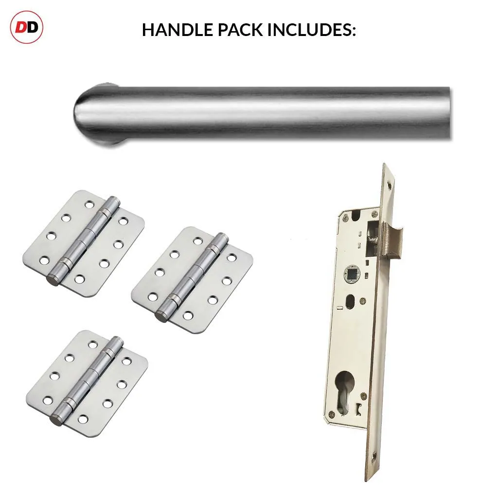 Shelton Door Lever Handle Pack - 3 Radius Cornered - Satin Stainless Steel