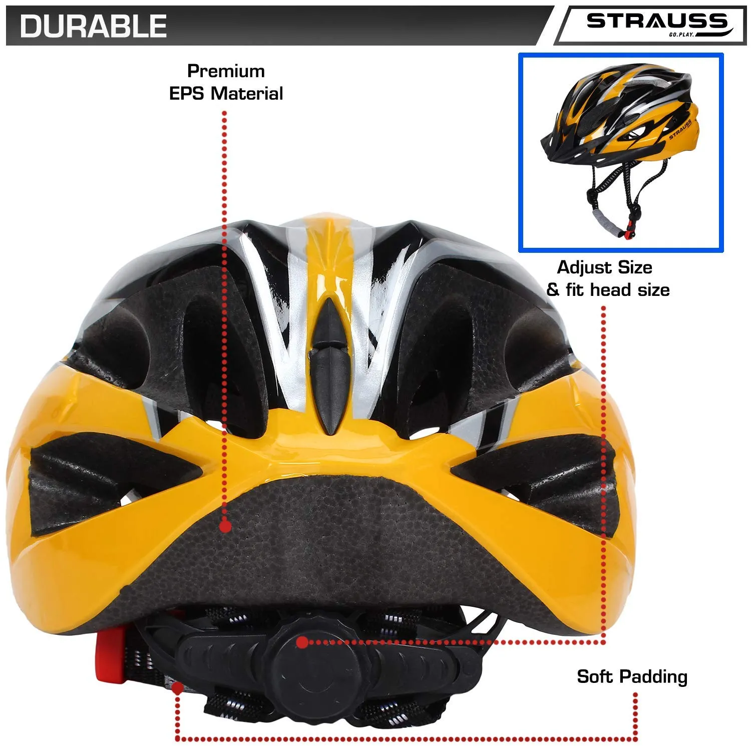 Strauss Cycling Helmet, (White/Blue) with Face Protection Mask, Non Vent, Medium, (Red)