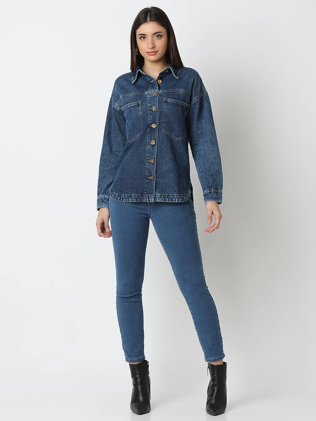 TARAMA Womens Oversized Denim Shacket