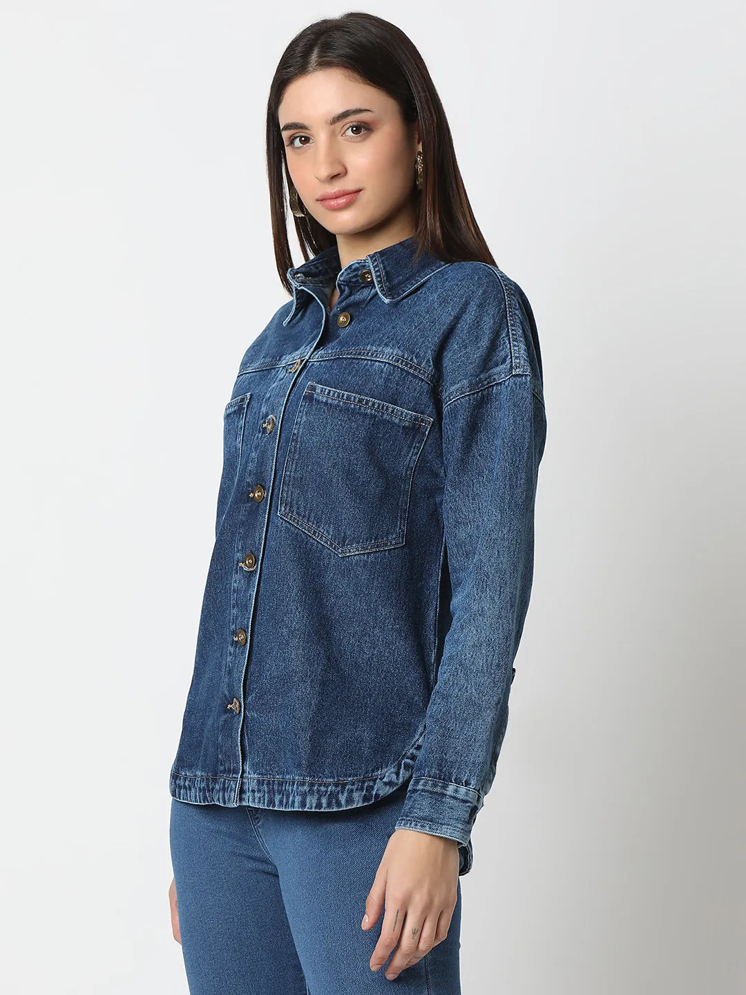 TARAMA Womens Oversized Denim Shacket