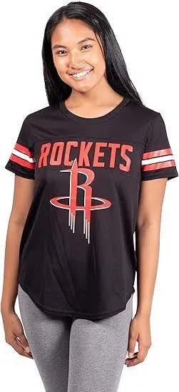 Ultra Game NBA Official Women's Soft Mesh T-Shirt, Houston Rockets, Black|Houston Rockets