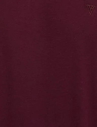 Van Heusen Athleisure Men Regular Fit T-Shirt-Cotton Rich-Smart Tech,Easy Stain Release,Anti Stat,Ultra Soft,Moisture Wicking_60021_Port Wine_L