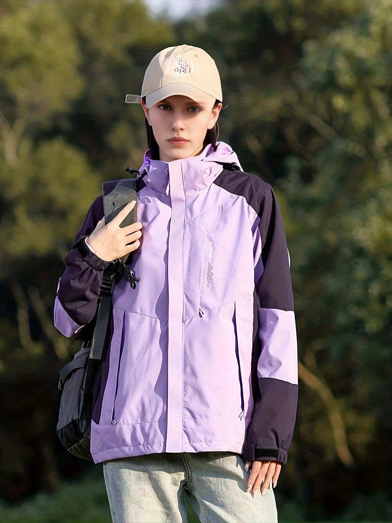 Womens Color Block Outdoor Sports Jacket - Windproof & Waterproof Mountaineering Gear - Stylish, Breathable for Spring to Autumn Adventures