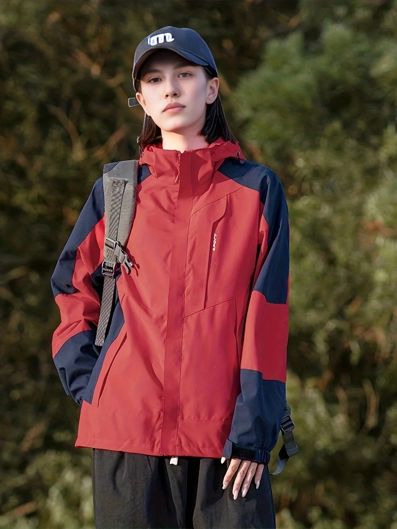 Womens Color Block Outdoor Sports Jacket - Windproof & Waterproof Mountaineering Gear - Stylish, Breathable for Spring to Autumn Adventures