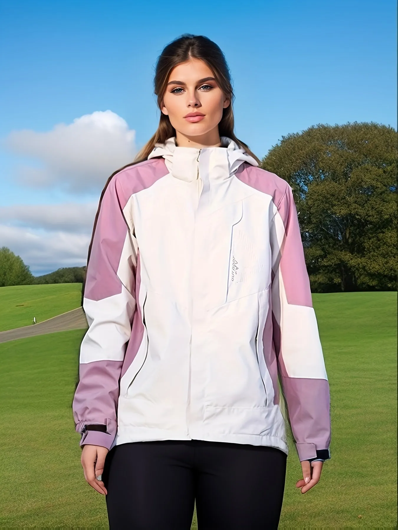 Womens Color Block Outdoor Sports Jacket - Windproof & Waterproof Mountaineering Gear - Stylish, Breathable for Spring to Autumn Adventures