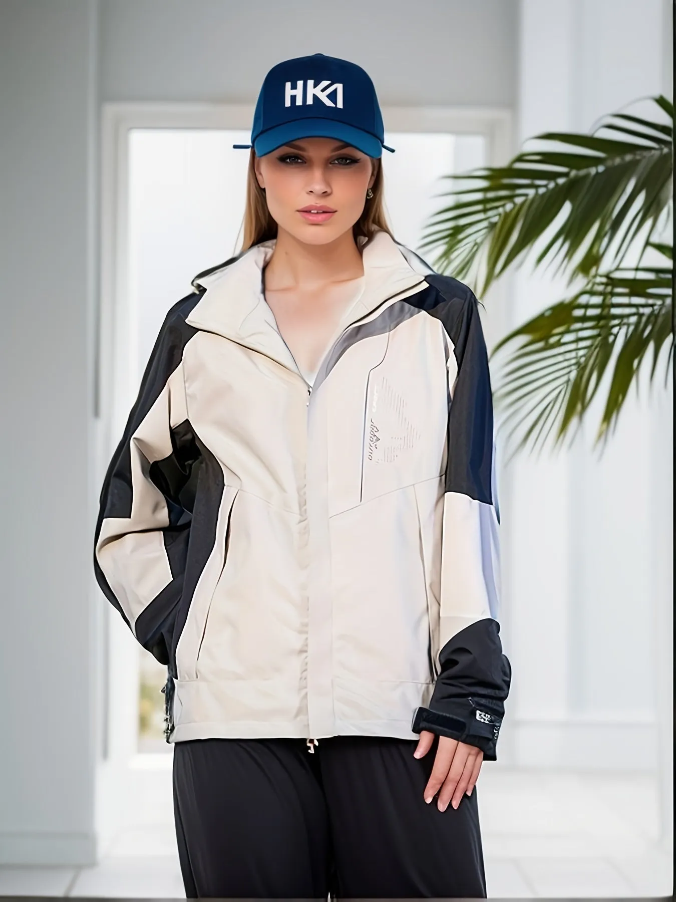 Womens Color Block Outdoor Sports Jacket - Windproof & Waterproof Mountaineering Gear - Stylish, Breathable for Spring to Autumn Adventures